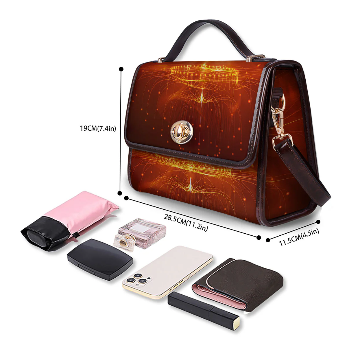 Fractal Light Print Women's Satchel Bag - Image 4