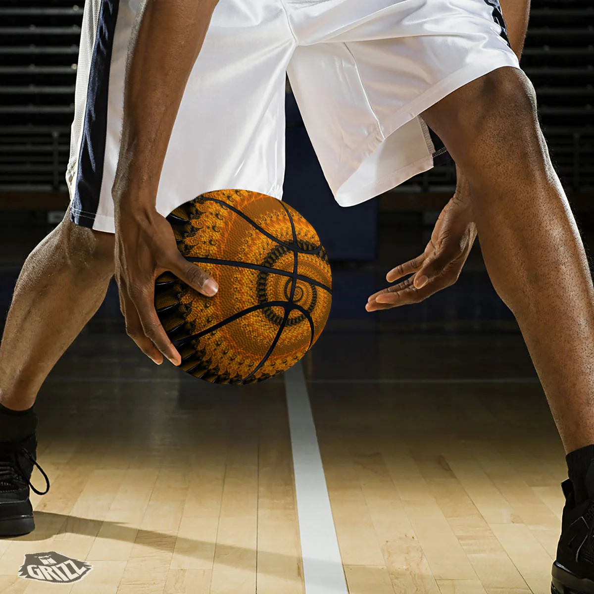 Fractal Orange Print Basketball - Image 3