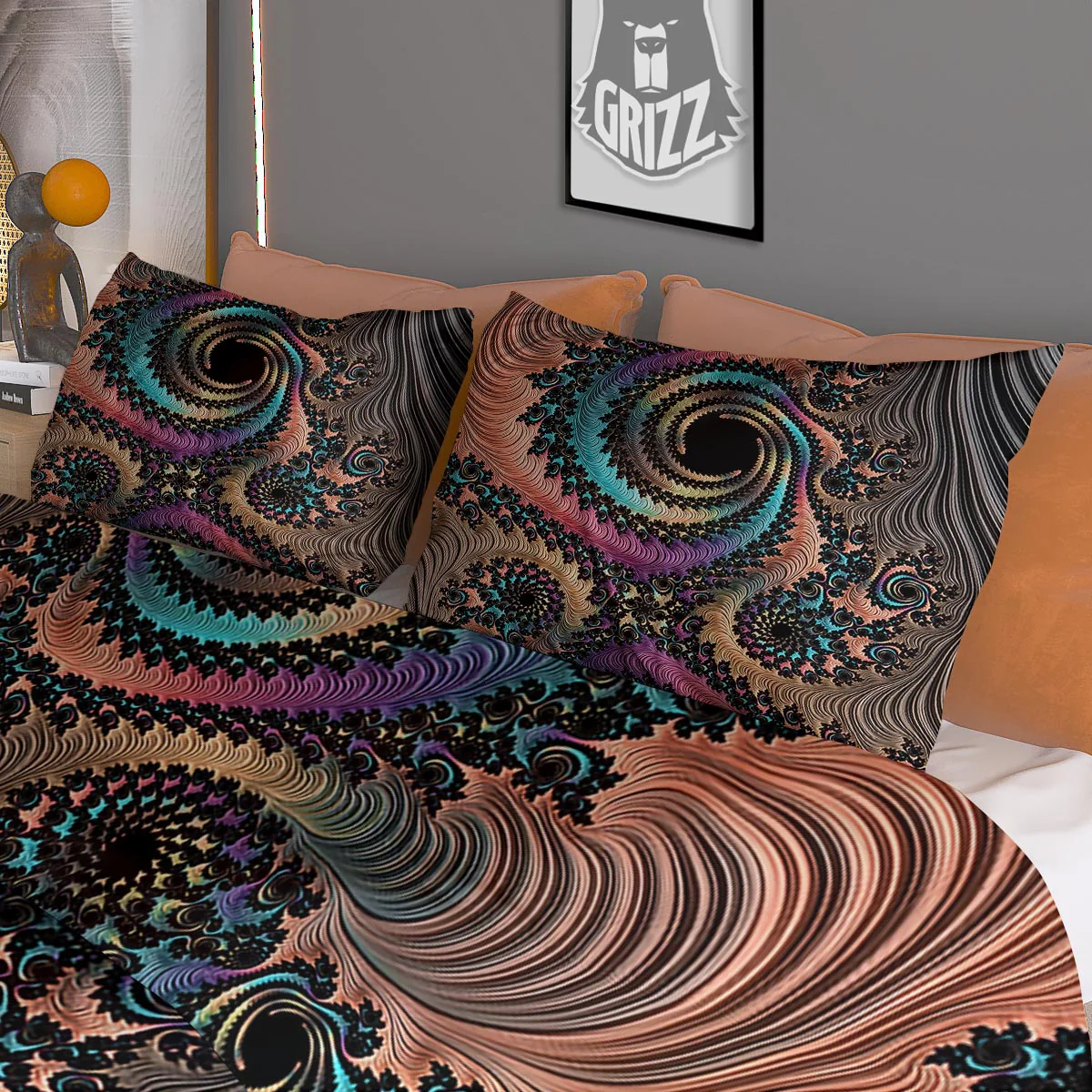 Fractal Trippy Print Duvet Cover Bedding Set - Image 3