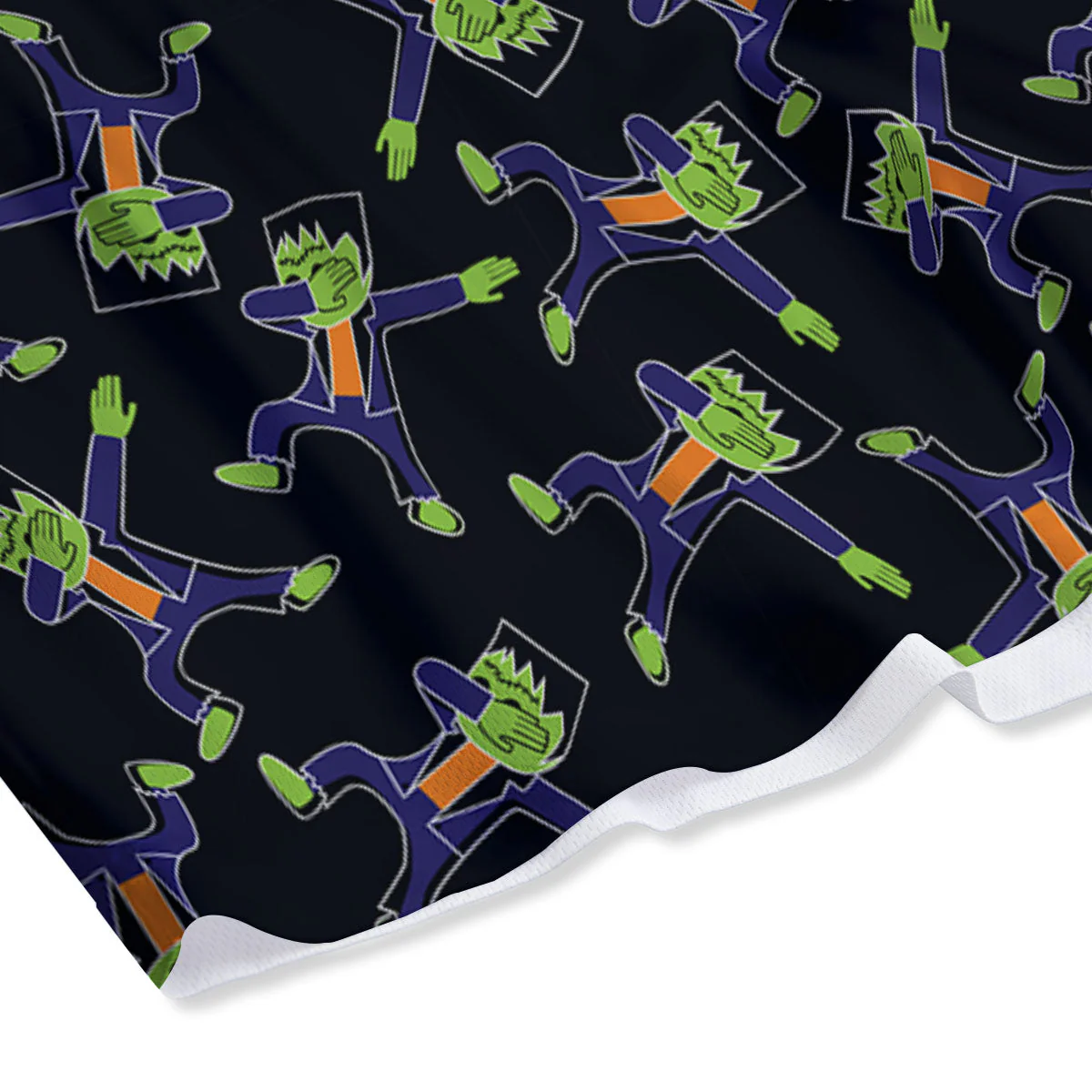 Frankenstein Halloween Print Pattern Mesh Shorts - Image 4