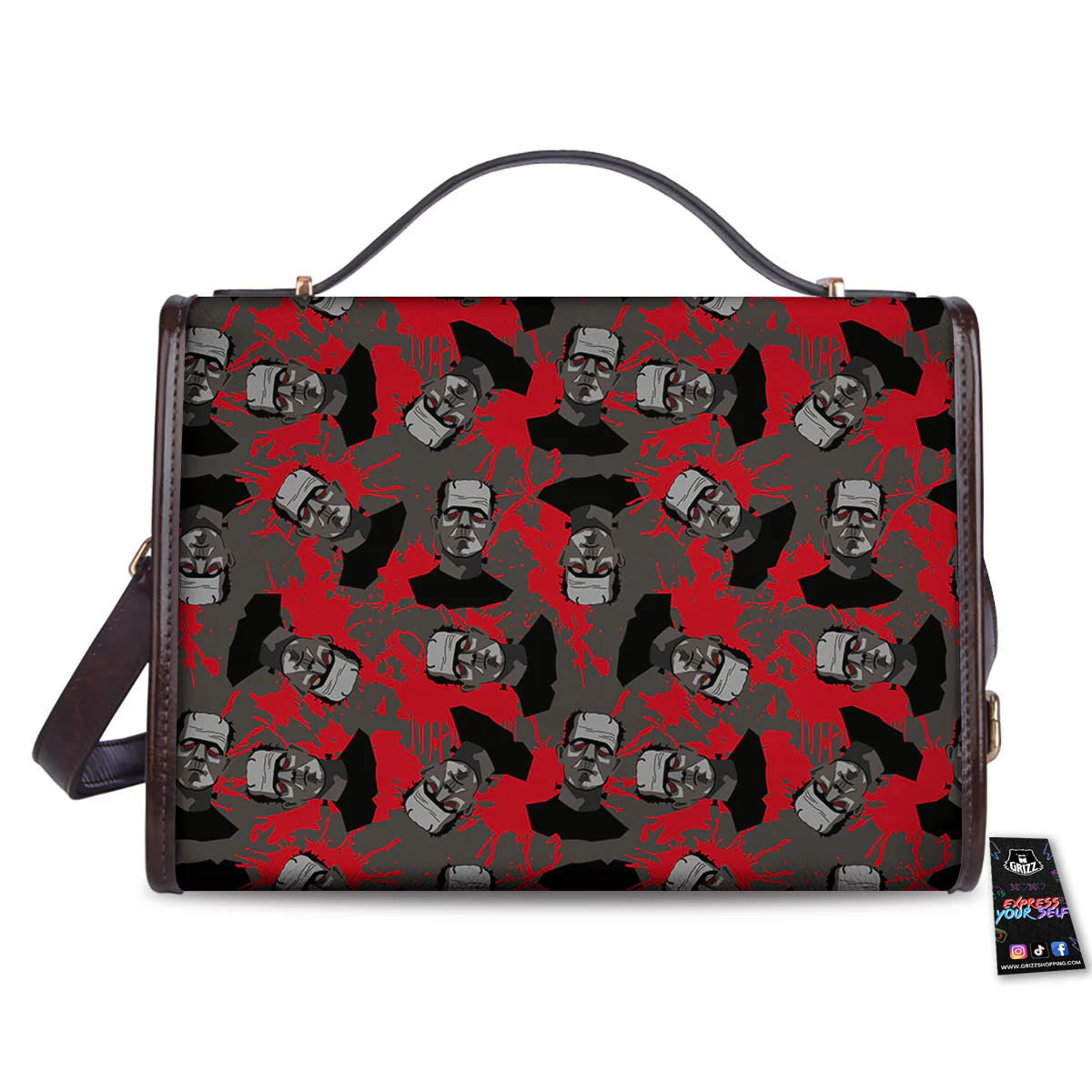 Frankenstein Horror Print Pattern Women's Satchel Bag - Image 2