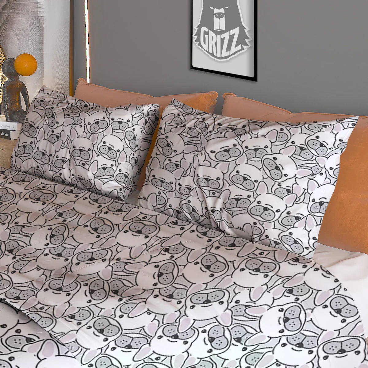 French Bulldog Cartoon Print Pattern Duvet Cover Bedding Set - Image 3
