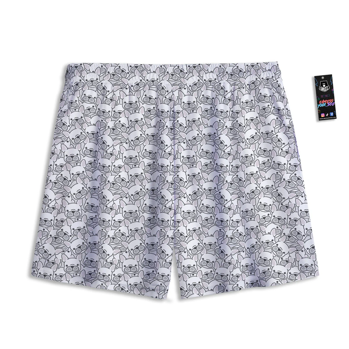 French Bulldog Cartoon Print Pattern Mesh Shorts - Image 2
