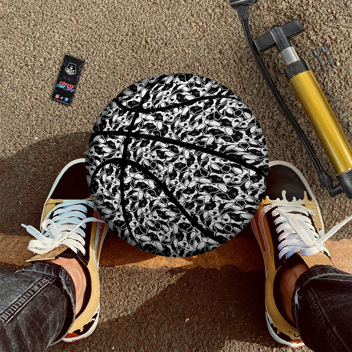 French Bulldog Faces Print Pattern Basketball - Image 2