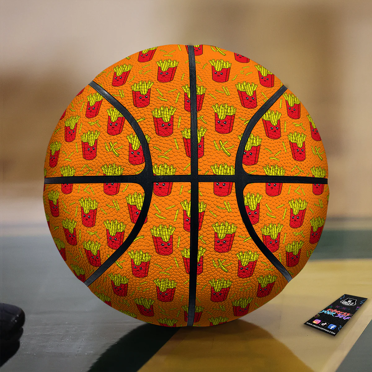 French Fries Cartoon Print Pattern Basketball