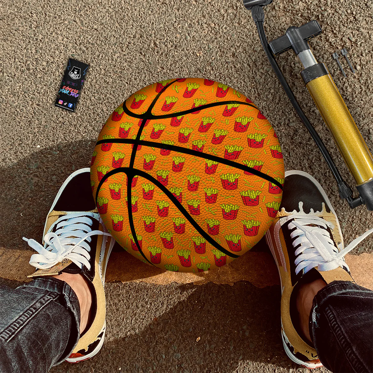 French Fries Cartoon Print Pattern Basketball - Image 3
