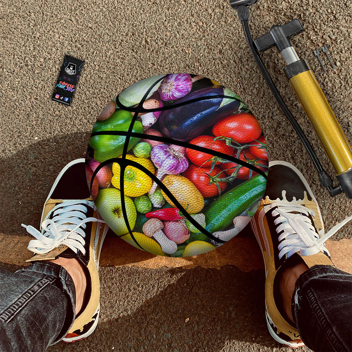 Fresh Green Fruit And Vegetables Print Basketball - Image 2