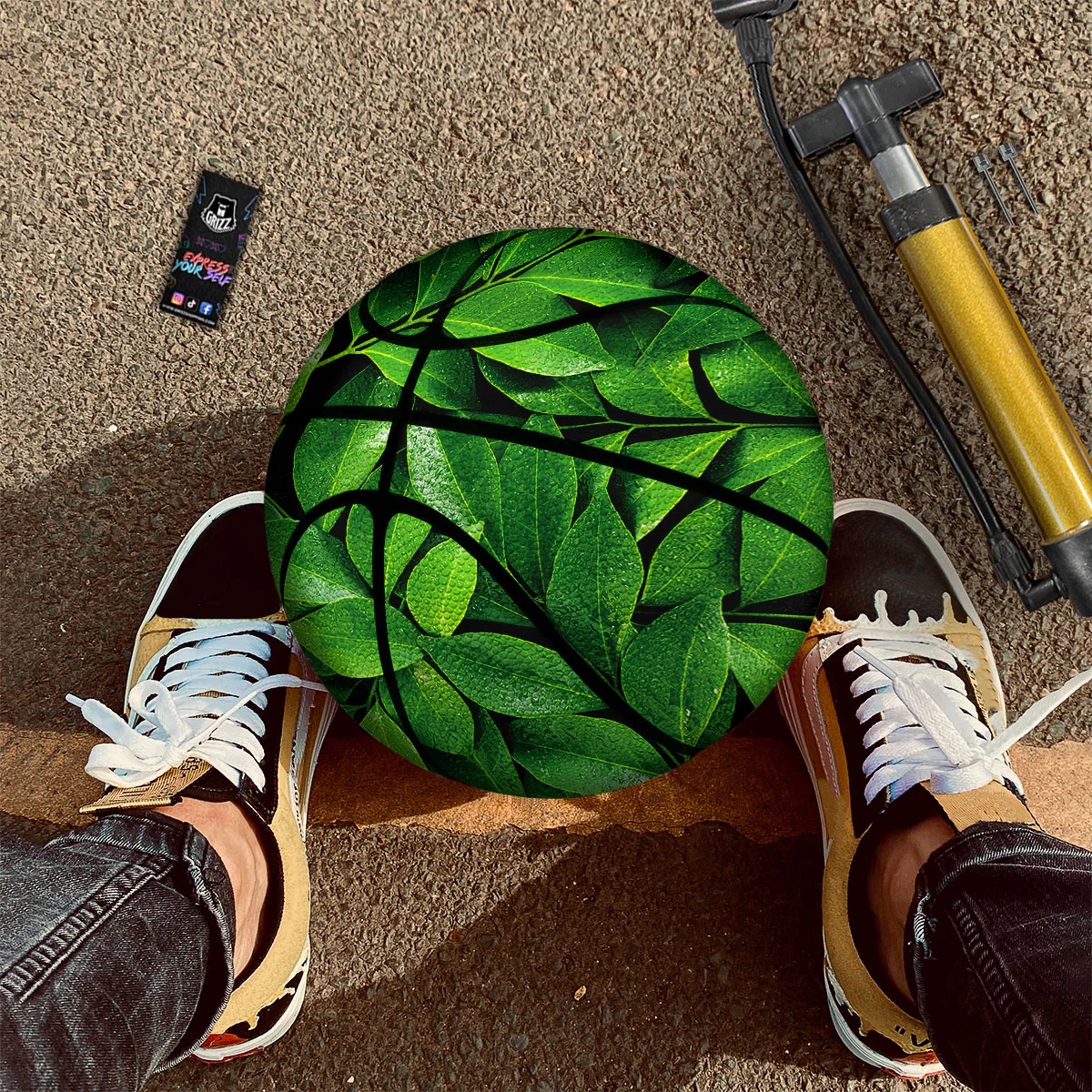 Fresh Leaf Green Print Basketball - Image 2