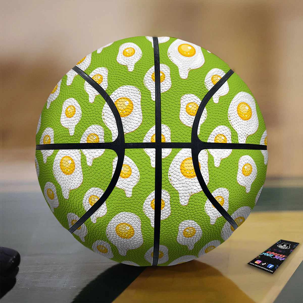 Fried Eggs Lime Green Print Pattern Basketball