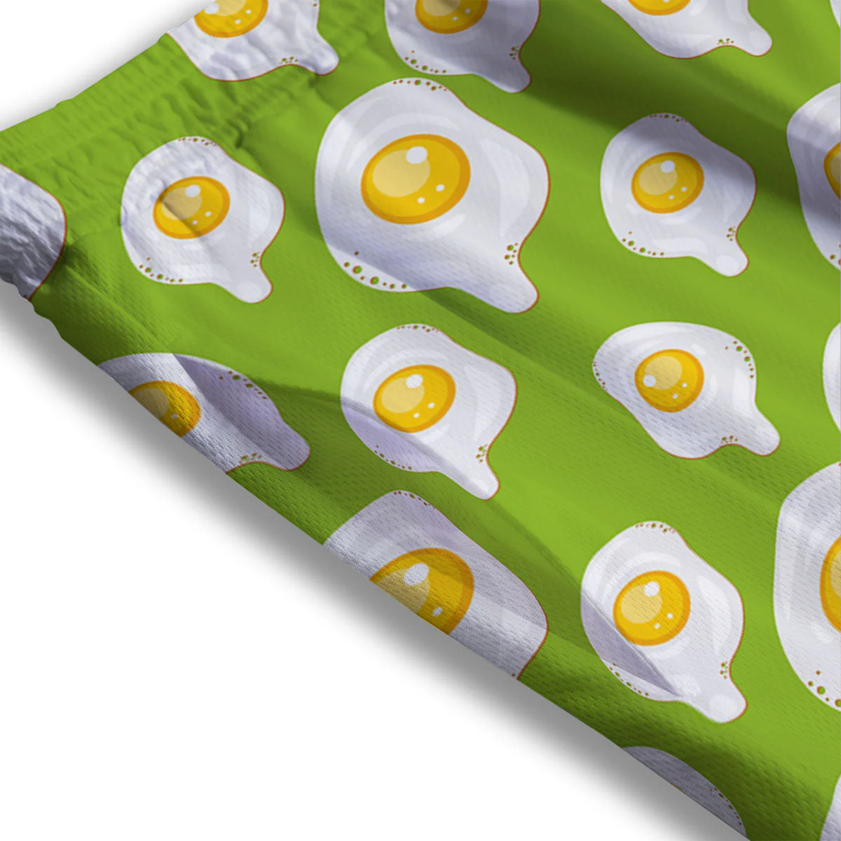 Fried Eggs Lime Green Print Pattern Mesh Shorts - Image 3