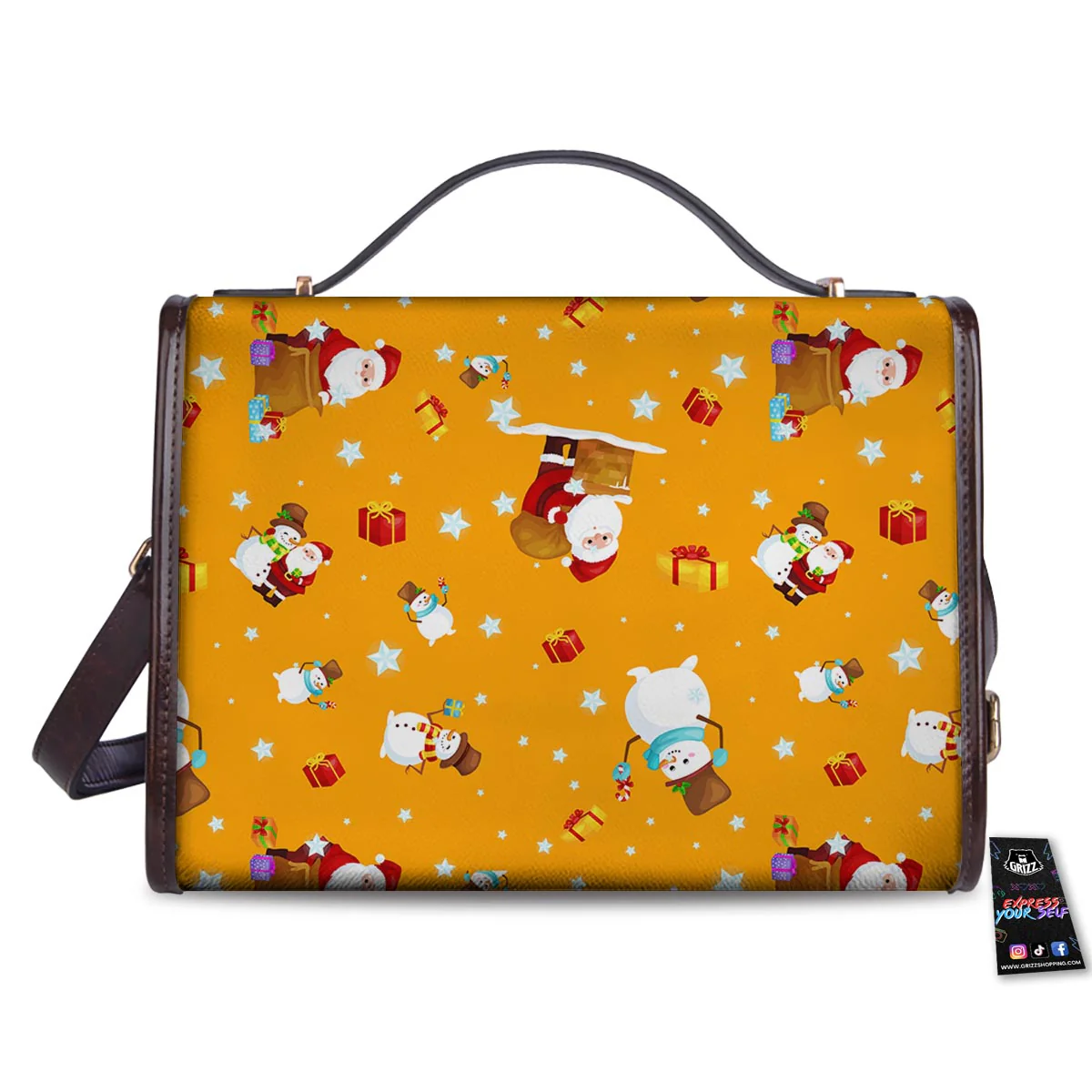 Friends And Santa Claus Print Pattern Women's Satchel Bag - Image 2