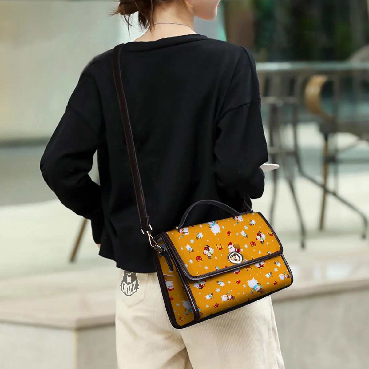 Friends And Santa Claus Print Pattern Women's Satchel Bag - Image 3