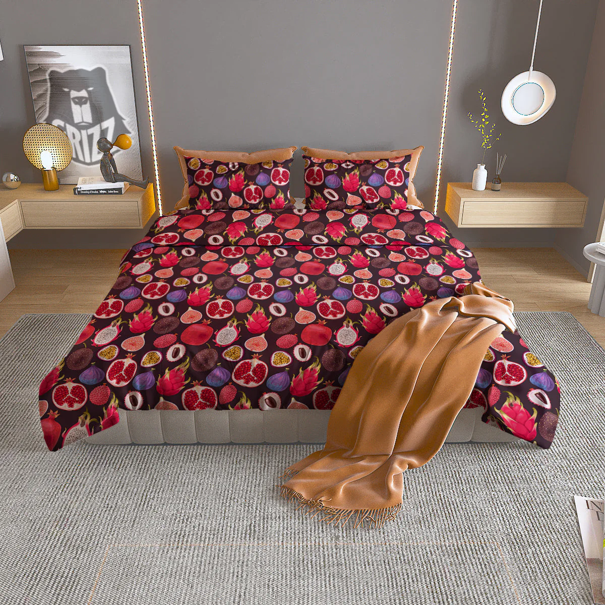 Friut Exotic Print Pattern Duvet Cover Bedding Set