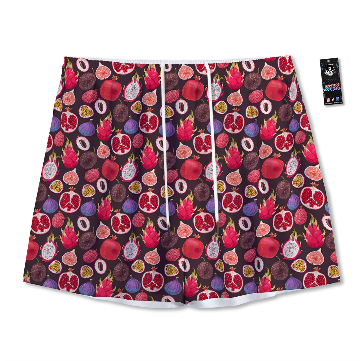 Friut Exotic Print Pattern Mesh Shorts