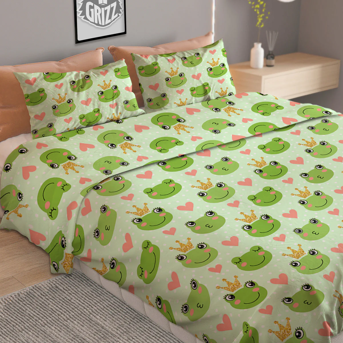 Frog Cute Print Pattern Duvet Cover Bedding Set - Image 2