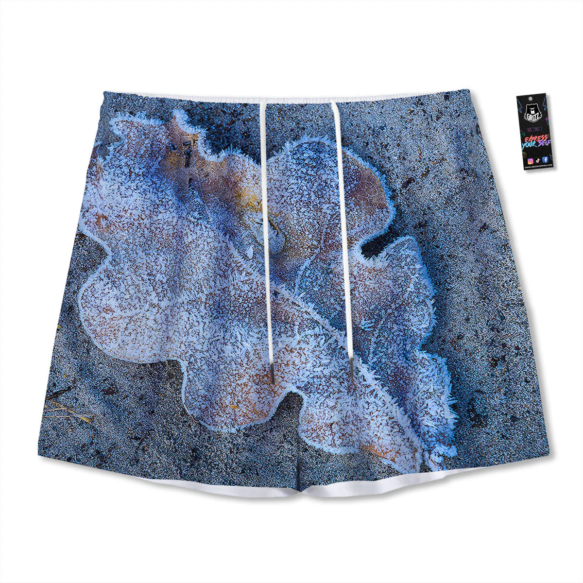 Frozen Leaf Oak Print Mesh Shorts