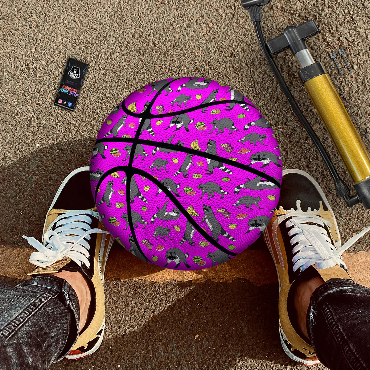 Fruit And Raccoon Print Pattern Basketball - Image 2
