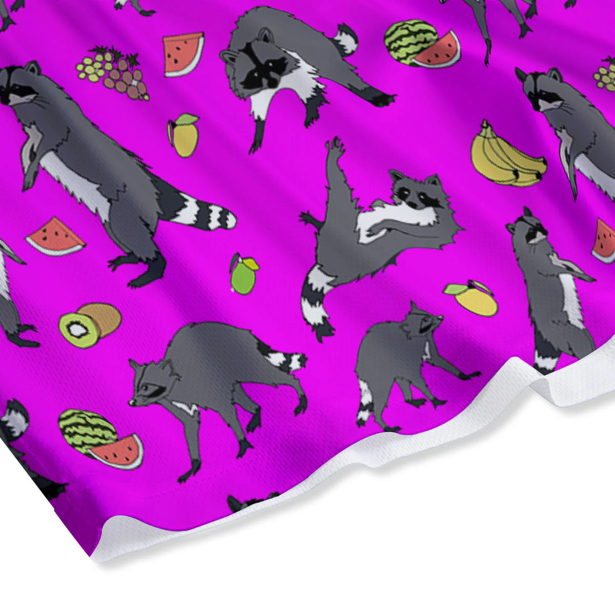 Fruit And Raccoon Print Pattern Mesh Shorts - Image 4