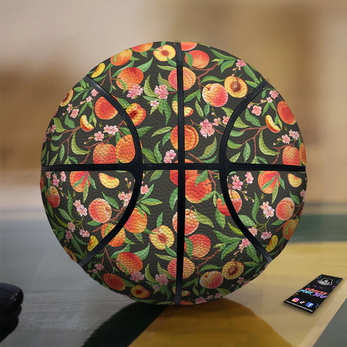 Fruit Apricot Watercolor Print Pattern Basketball
