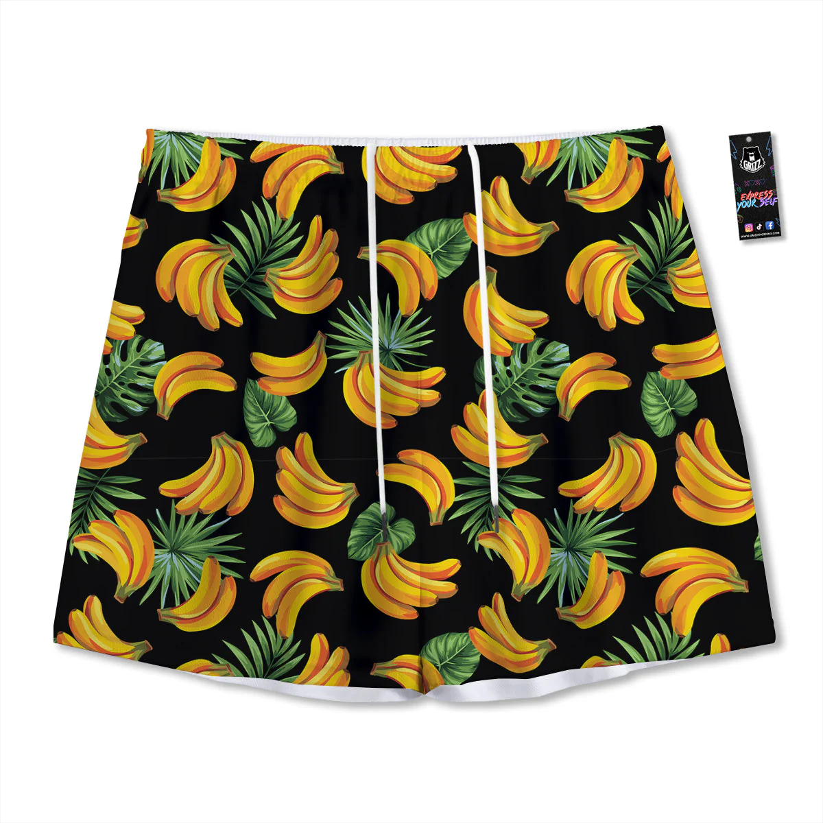 Fruit Banana Print Pattern Mesh Shorts
