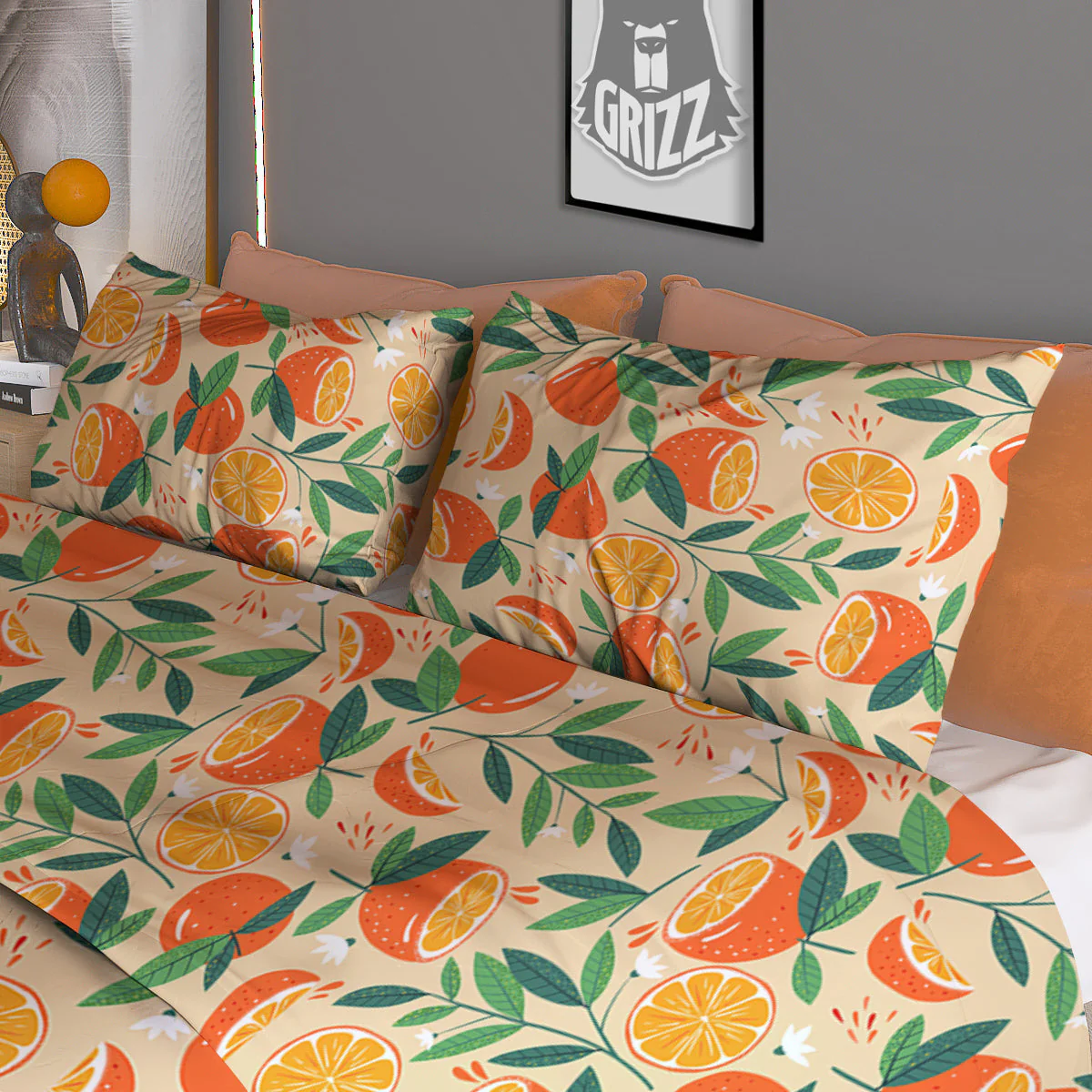 Fruit Cute Orange Print Pattern Duvet Cover Bedding Set - Image 3