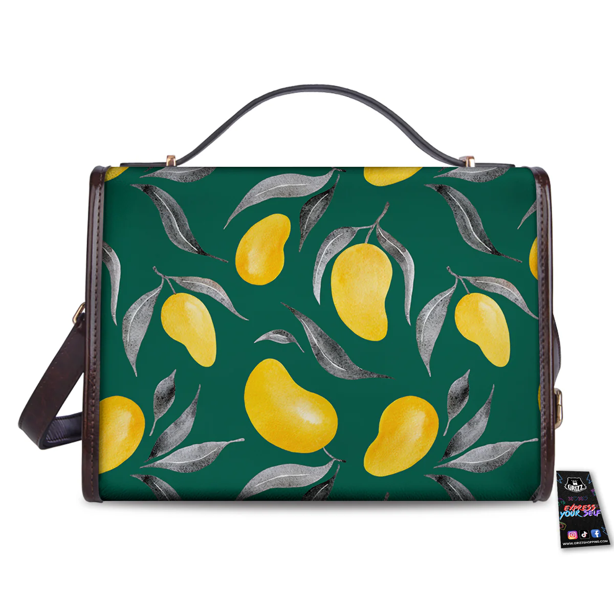 Fruit Mango Yellow Print Pattern Women's Satchel Bag - Image 2