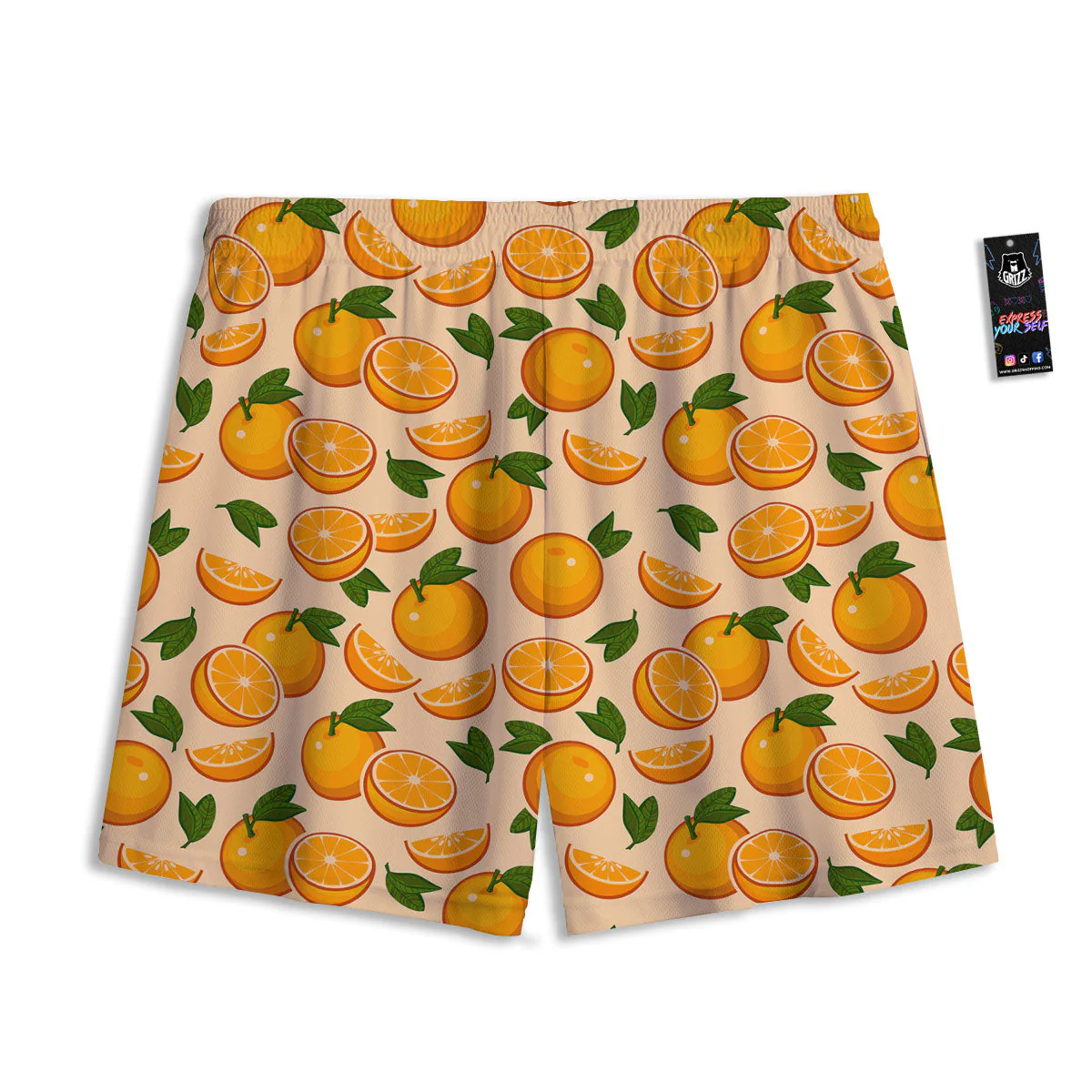 Fruit Orange Print Pattern Mesh Shorts - Image 2