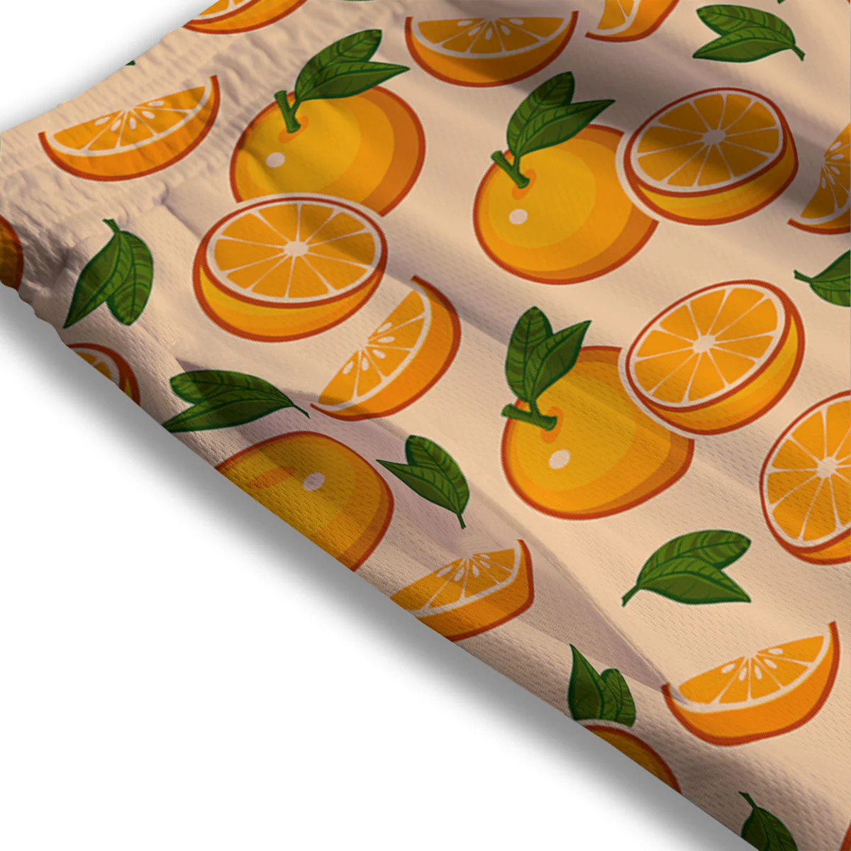 Fruit Orange Print Pattern Mesh Shorts - Image 3