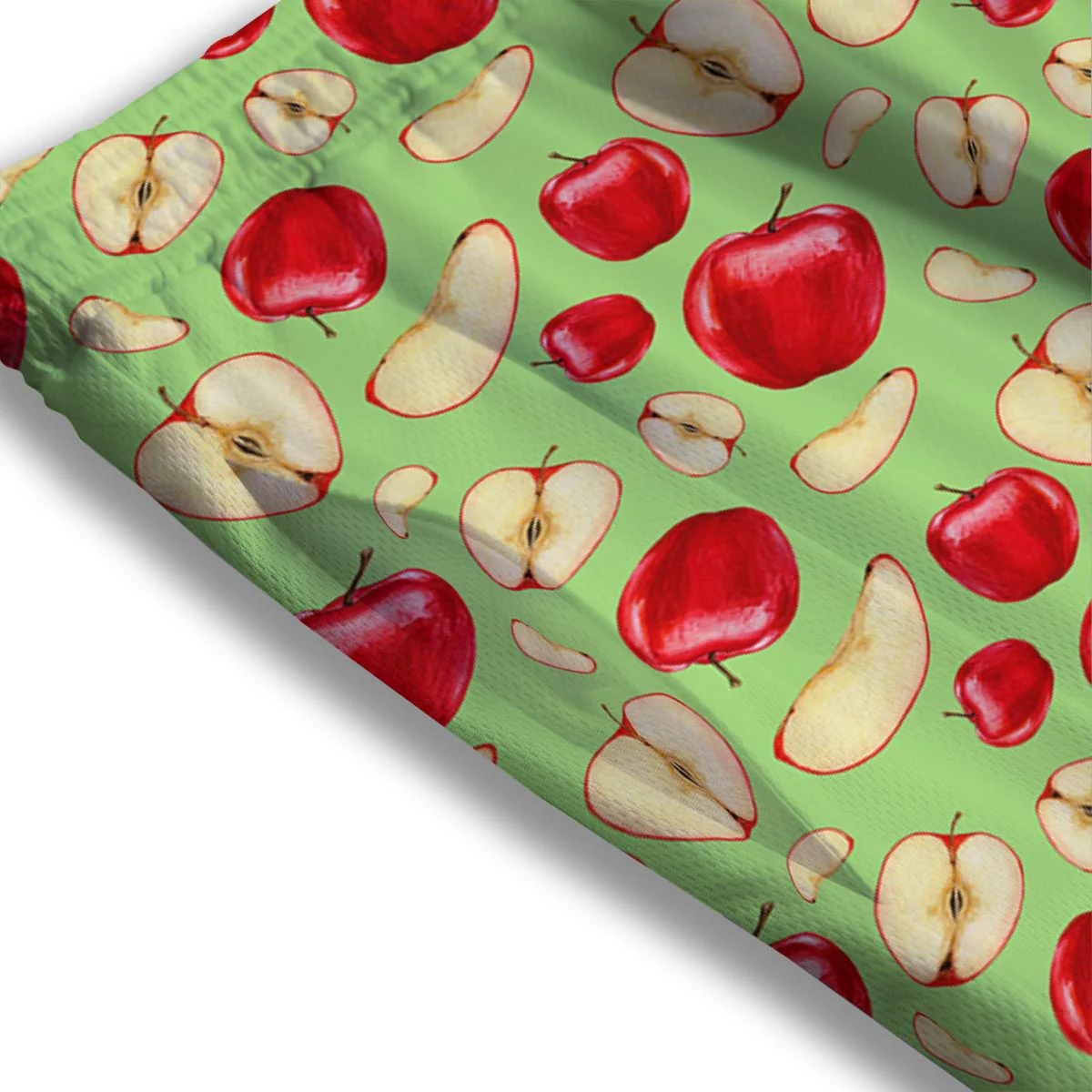 Fruit Red Apple Print Pattern Mesh Shorts - Image 3
