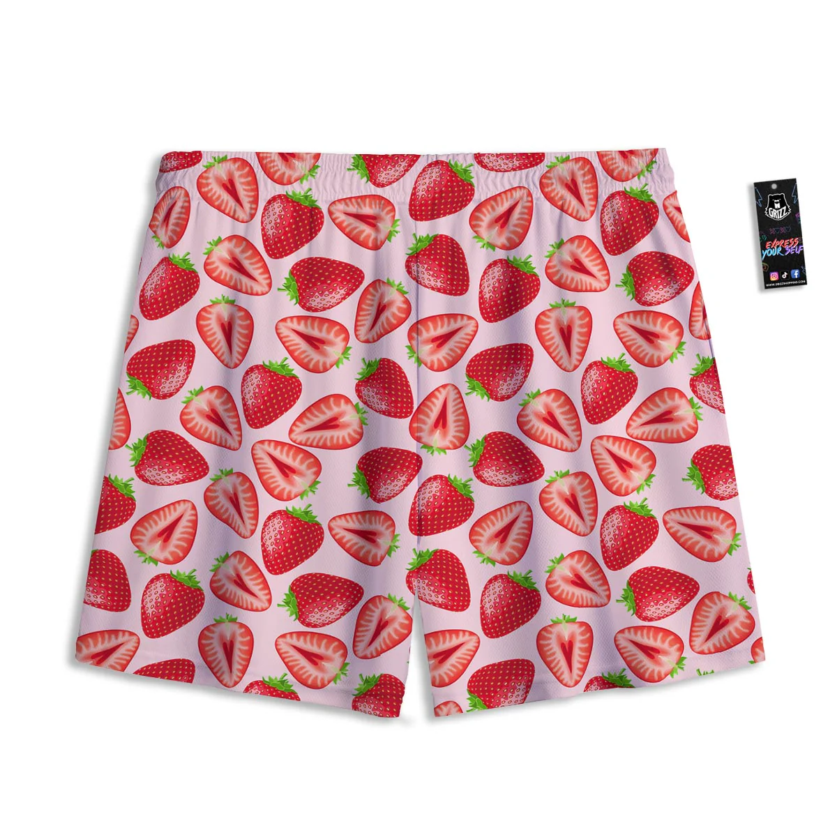 Fruit Strawberry Print Pattern Mesh Shorts - Image 2