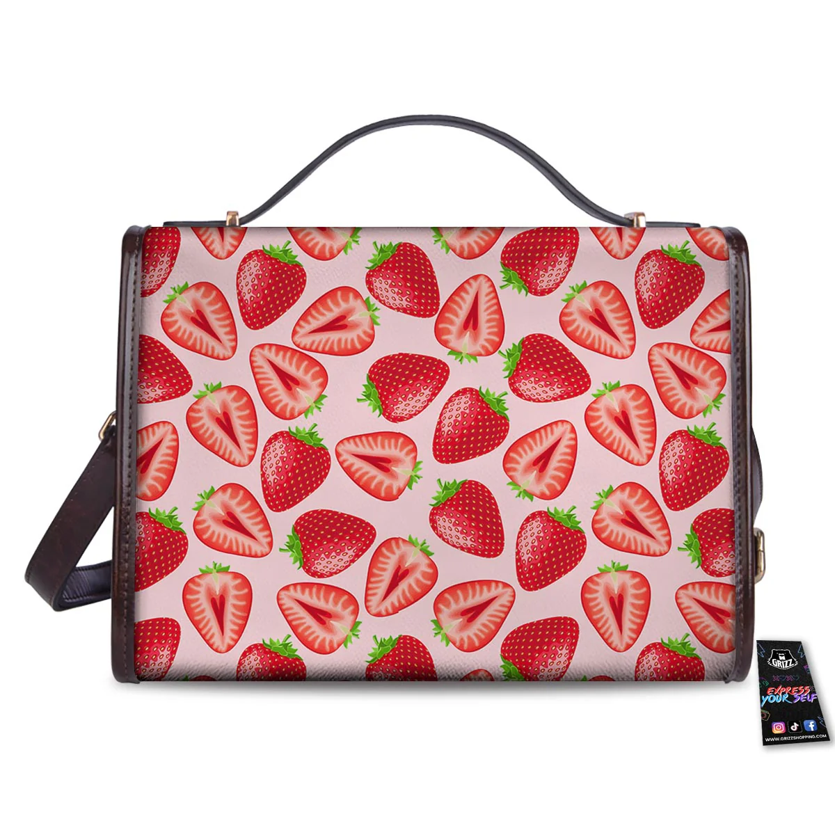Fruit Strawberry Print Pattern Women's Satchel Bag - Image 2