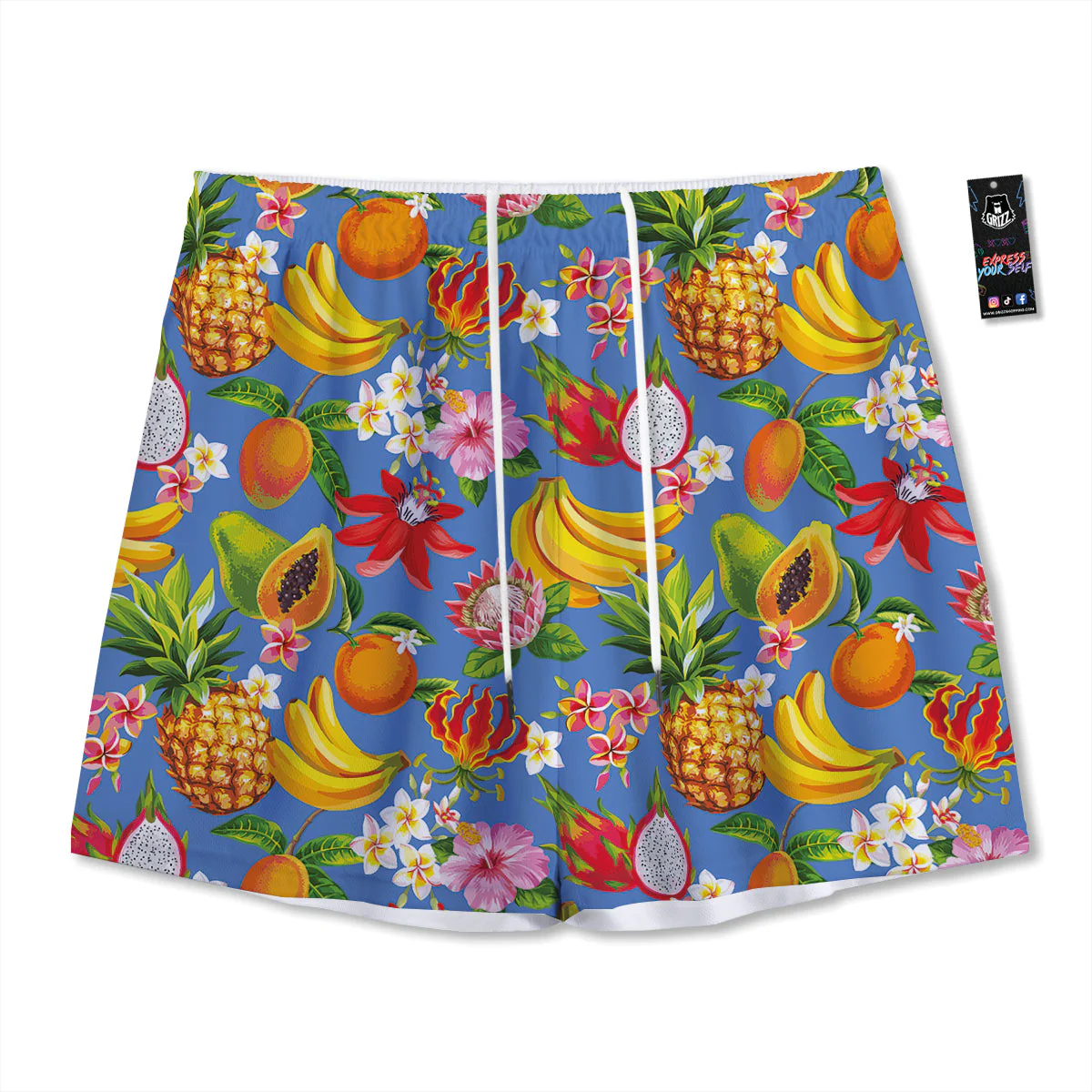 Fruits Aloha Tropical Print Pattern Mesh Shorts