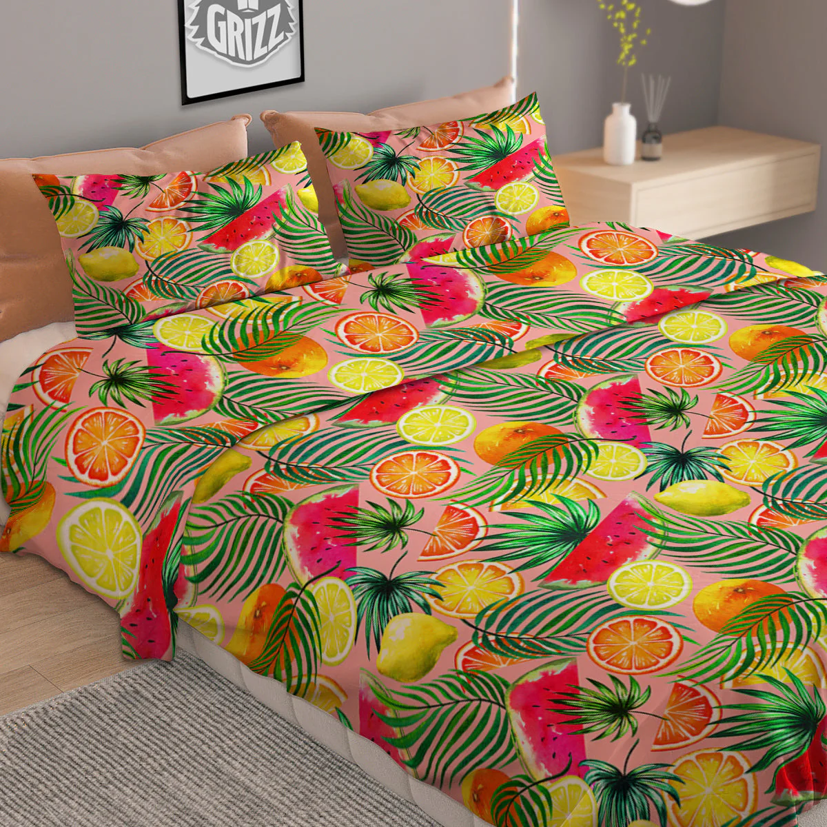 Fruits Cute Tropical Print Pattern Duvet Cover Bedding Set - Image 2