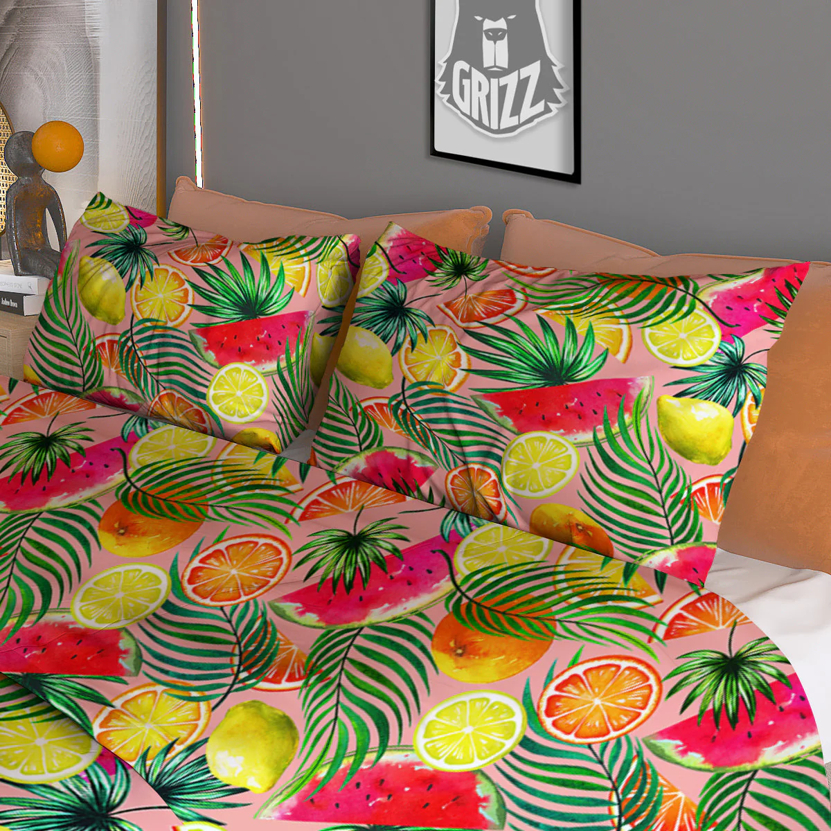 Fruits Cute Tropical Print Pattern Duvet Cover Bedding Set - Image 3