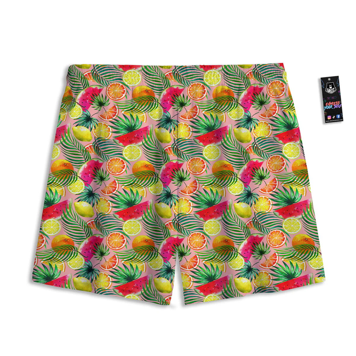 Fruits Cute Tropical Print Pattern Mesh Shorts - Image 2