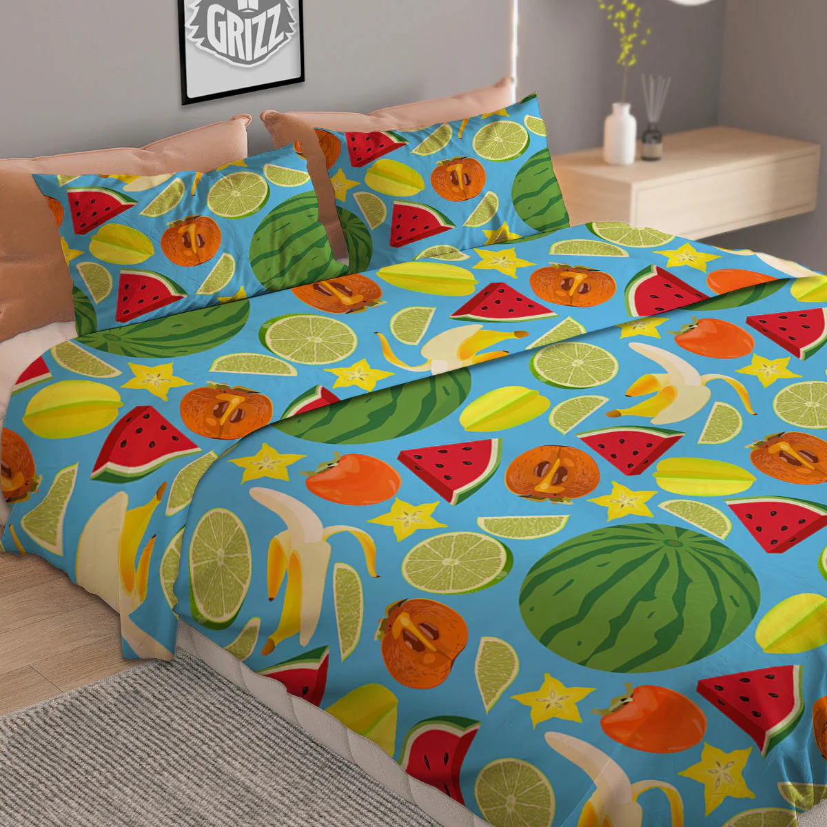 Fruits Depicting Print Pattern Duvet Cover Bedding Set - Image 2