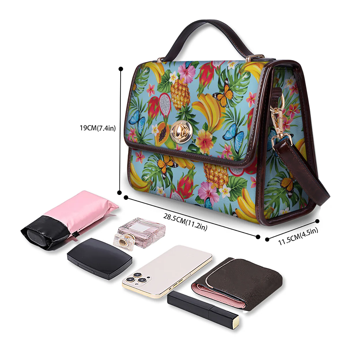 Fruits Jungle Tropical Print Pattern Women's Satchel Bag - Image 4