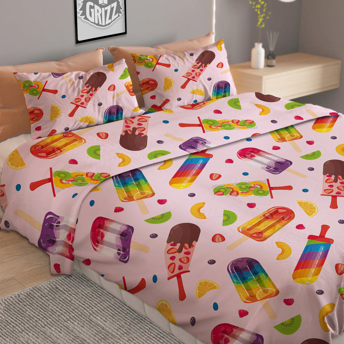 Fruity Ice Cream Print Pattern Duvet Cover Bedding Set - Image 2