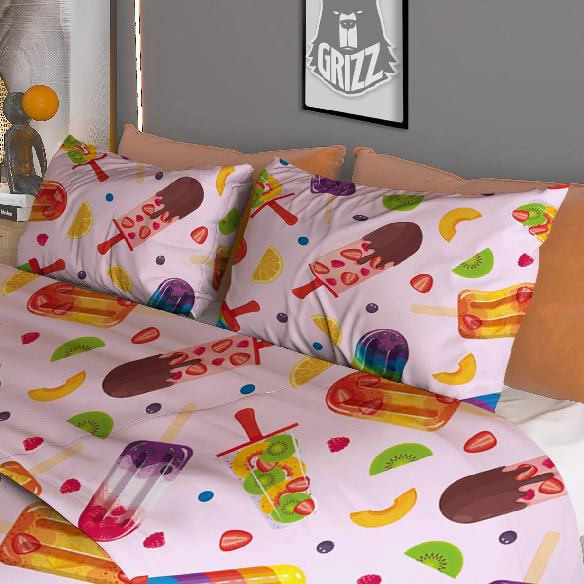 Fruity Ice Cream Print Pattern Duvet Cover Bedding Set - Image 3