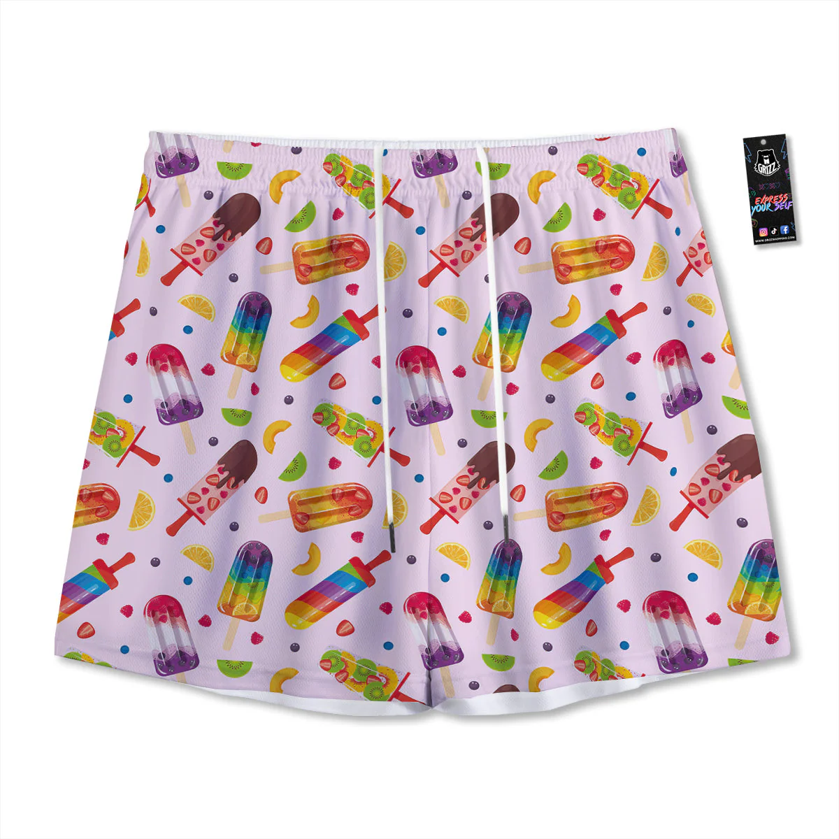 Fruity Ice Cream Print Pattern Mesh Shorts