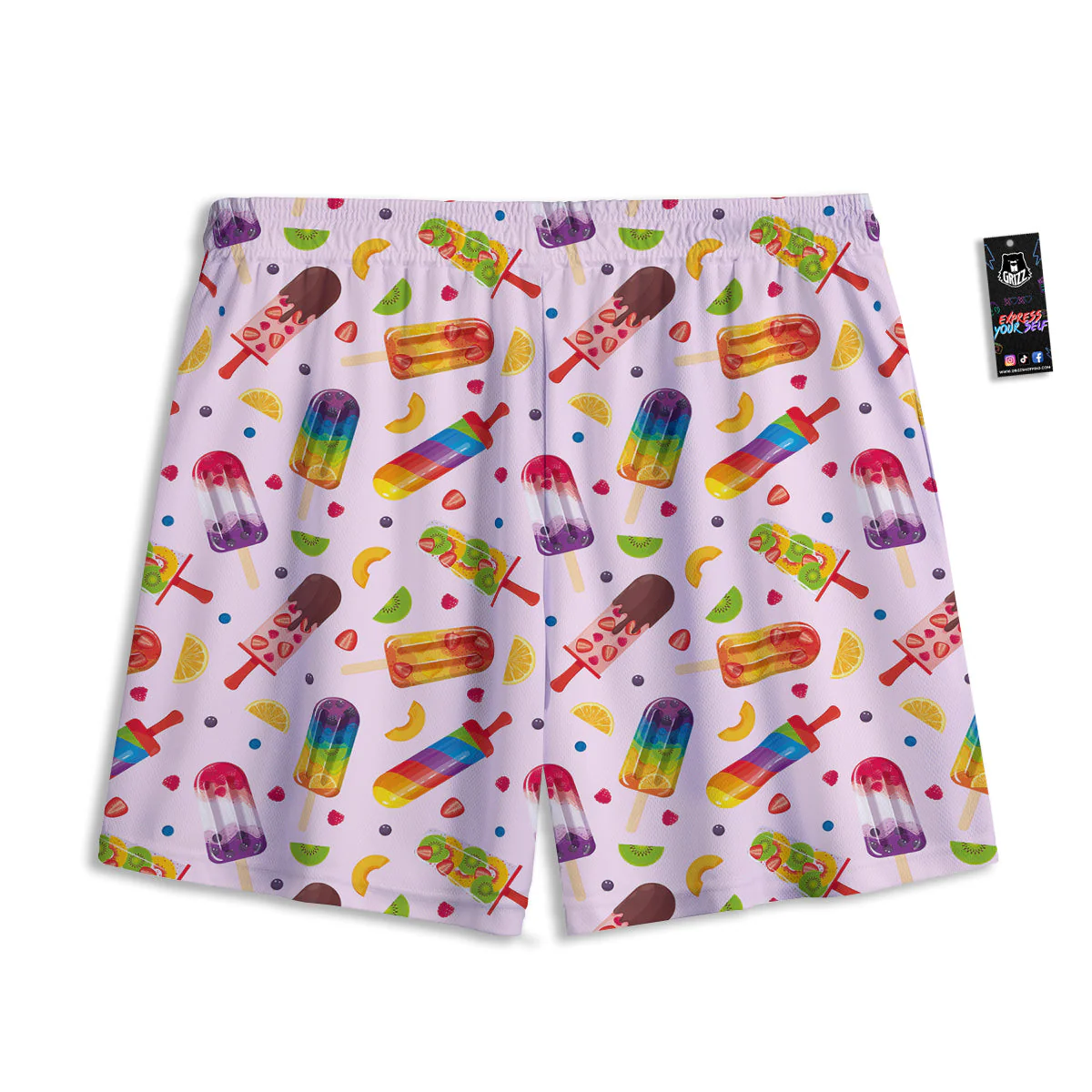 Fruity Ice Cream Print Pattern Mesh Shorts - Image 2