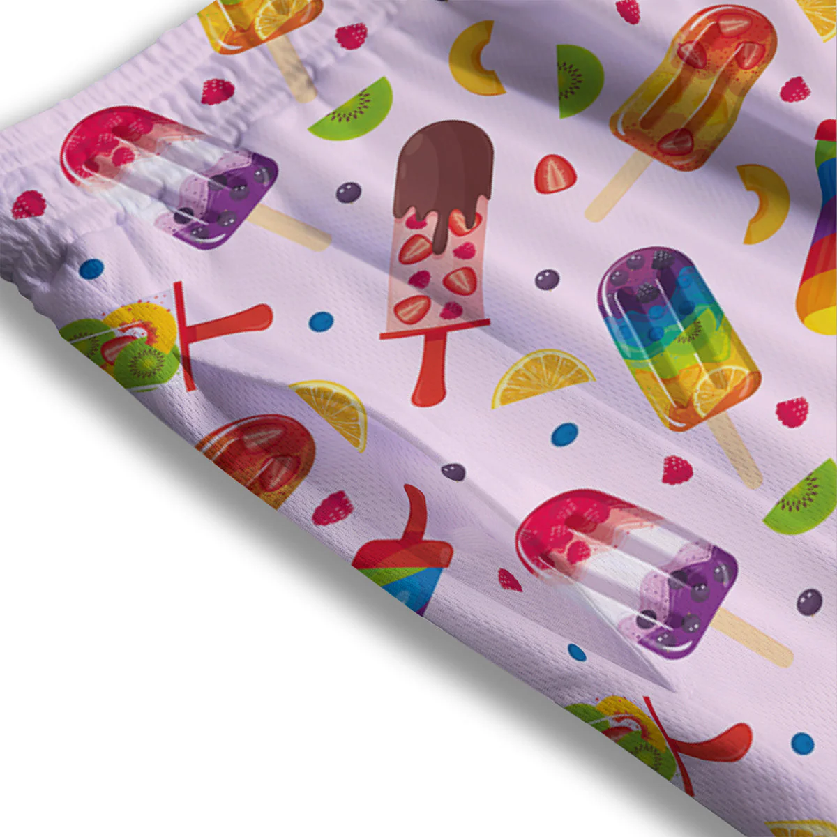 Fruity Ice Cream Print Pattern Mesh Shorts - Image 3