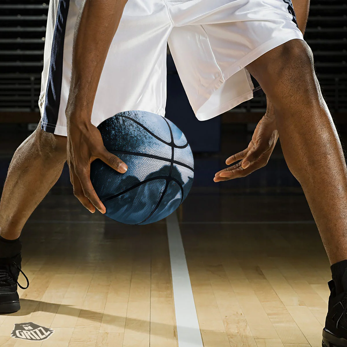 Full Moon And Wolf In The Forest Print Basketball - Image 3