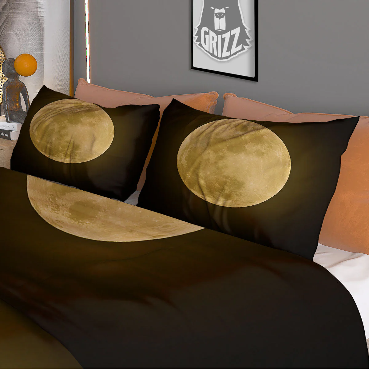 Full Moon Night Sky Print Duvet Cover Bedding Set - Image 3