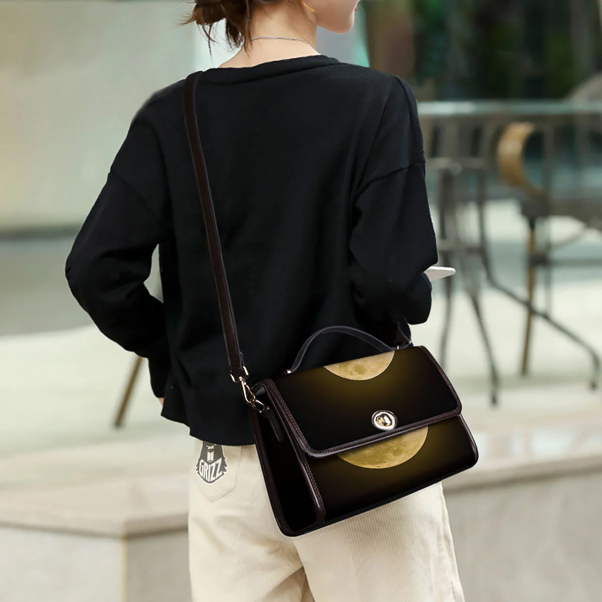 Full Moon Night Sky Print Women's Satchel Bag - Image 3