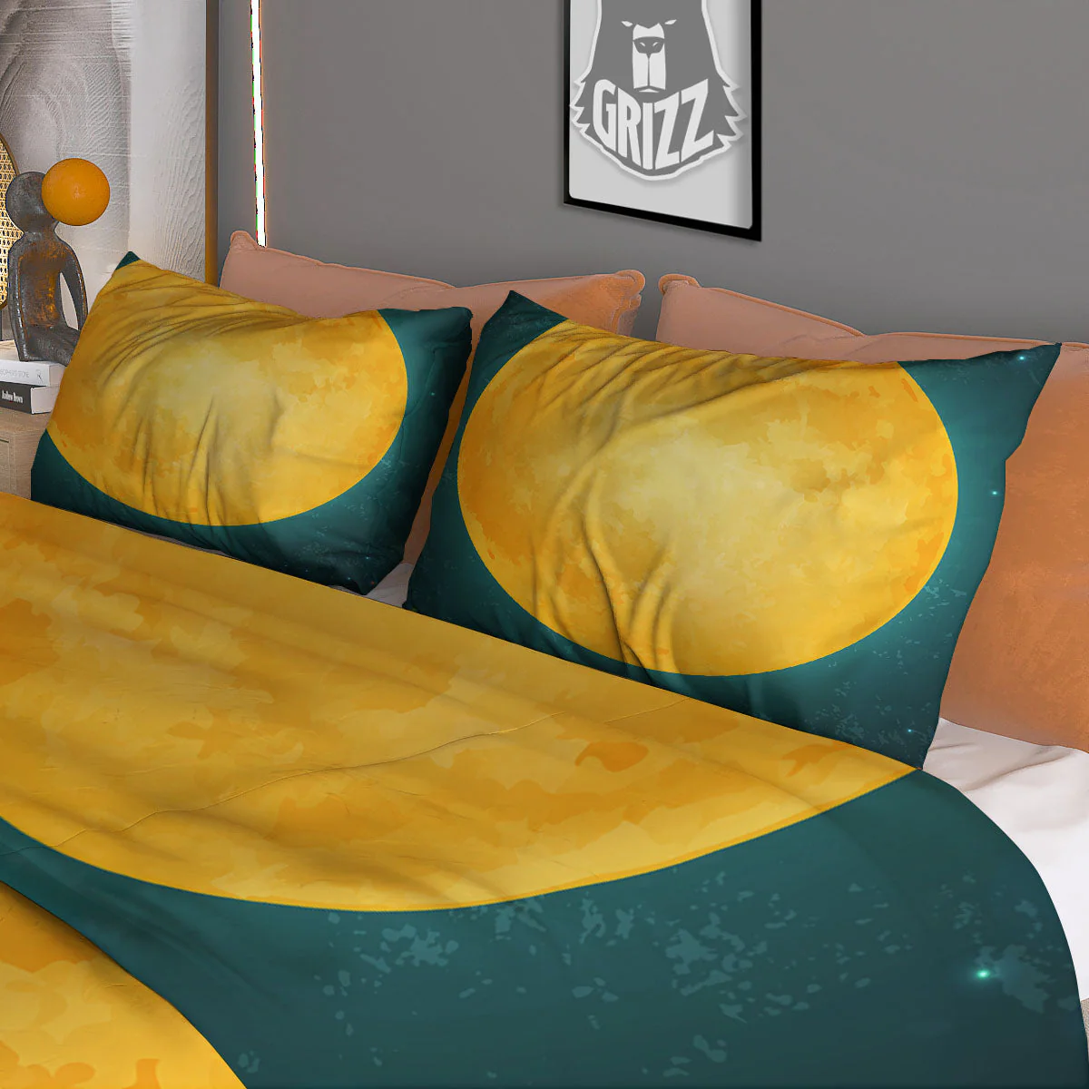 Full Moon Yellow Print Duvet Cover Bedding Set - Image 3