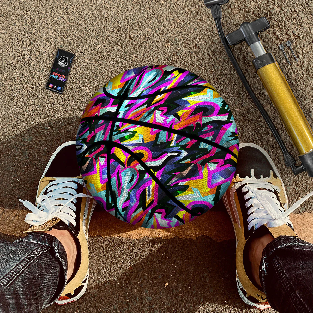 Funky Psychedelic Print Pattern Basketball - Image 2