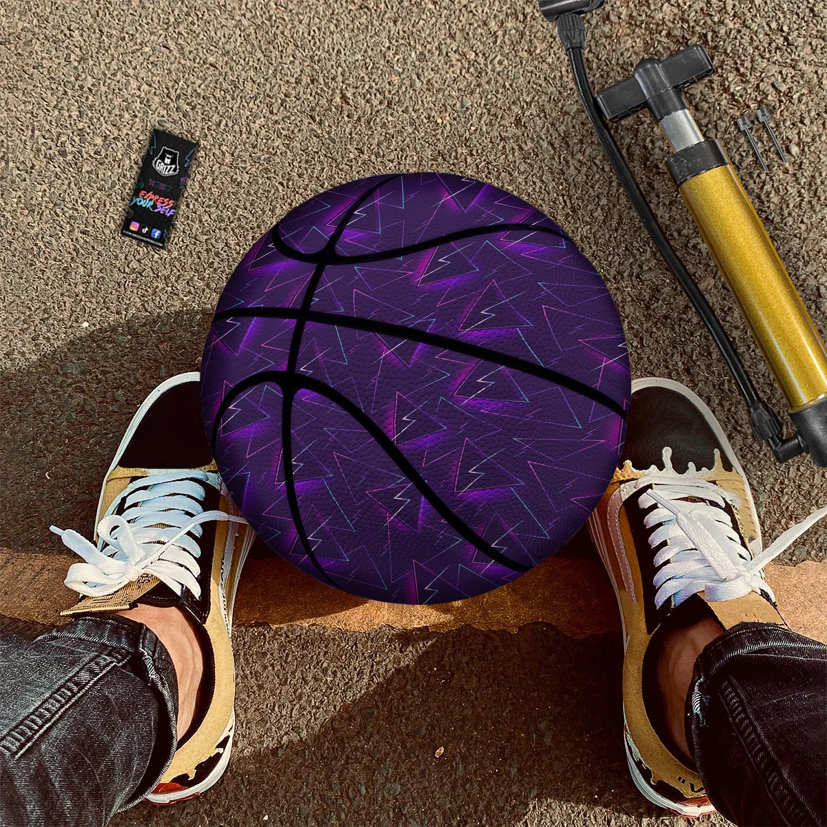 Funky Retro Print Pattern Basketball - Image 2