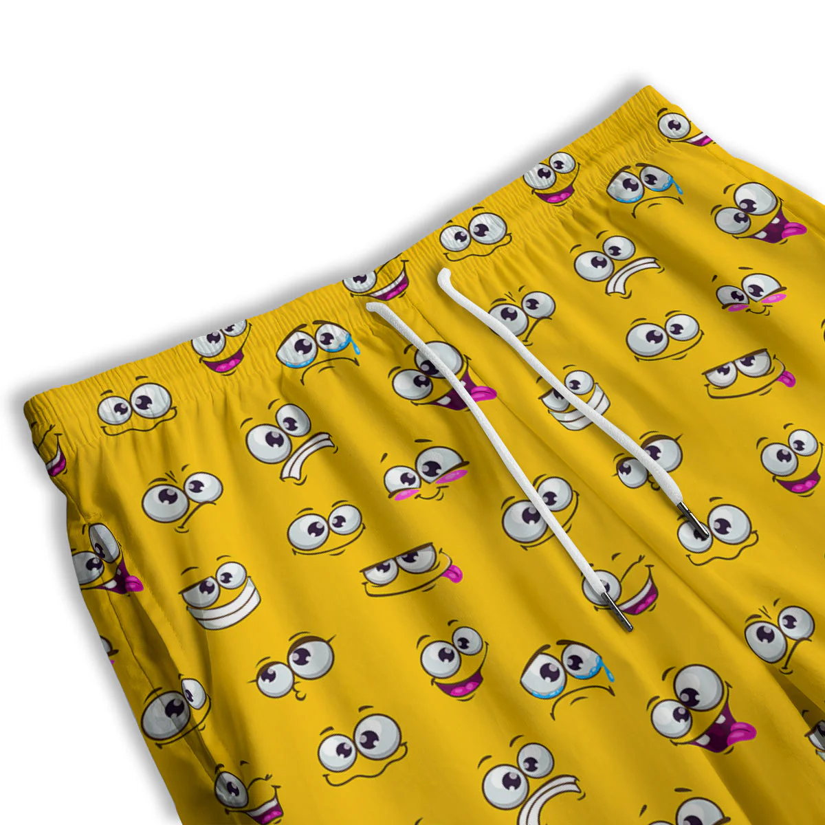 Funny Face Emoji Cartoon Print Pattern Men's Athletic Shorts - Image 3