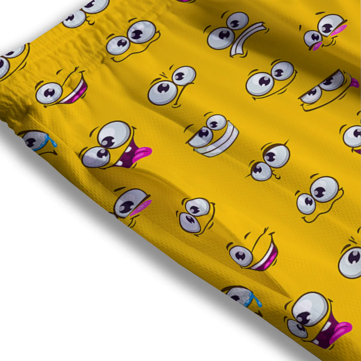 Funny Face Emoji Cartoon Print Pattern Mesh Shorts - Image 3
